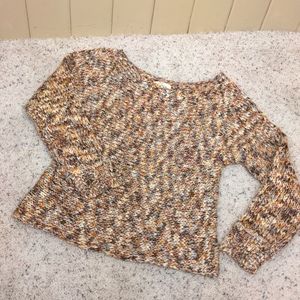 SZ s chunky knit acrylic-wool blend sweater Elan white tan red sparkle Christmas